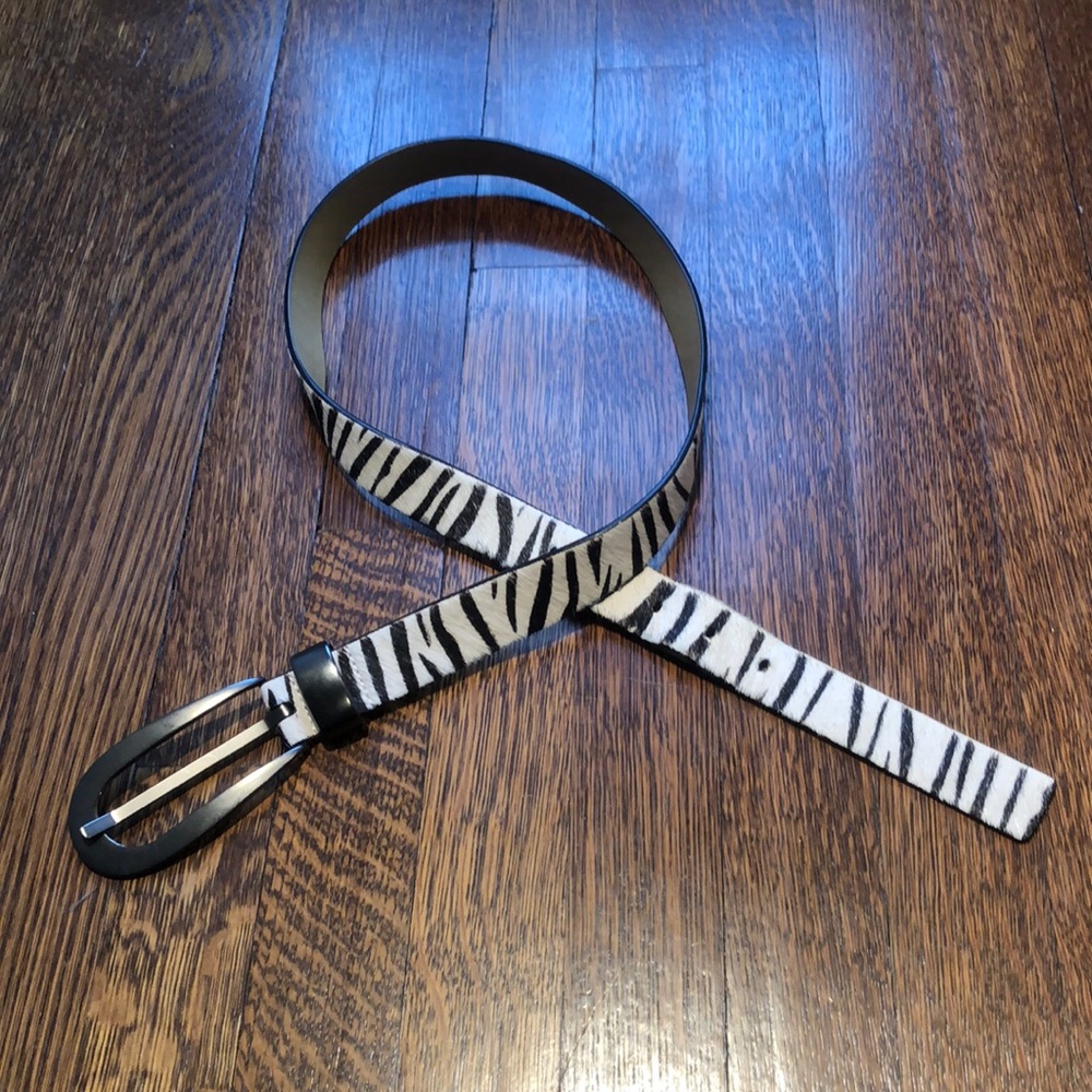 Via Spiga leather and fur belt- Zebra
